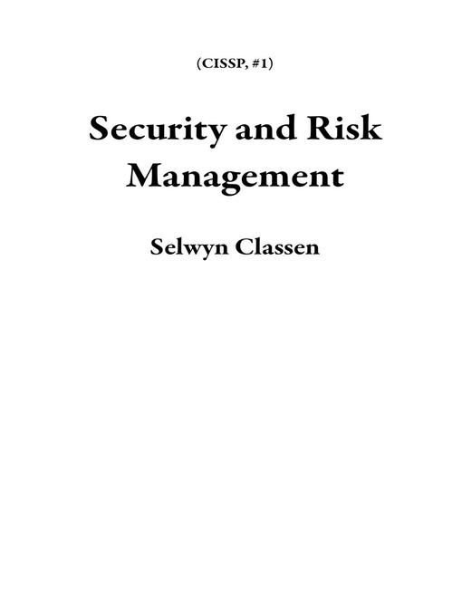 Title details for Security and Risk Management by Selwyn Classen - Wait list